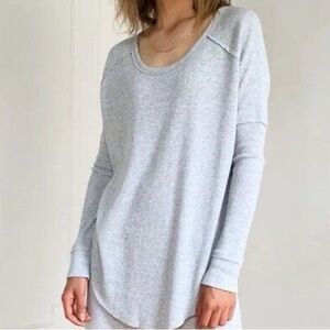 Aritzia TNA Alder Waffle Knit Long Sleeve - Heather grey